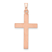 14K Rose Gold Brushed and Polished Hollow Cross Pendant-XR1445