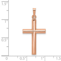 14K Rose Gold Brushed and Polished Hollow Cross Pendant-XR1445