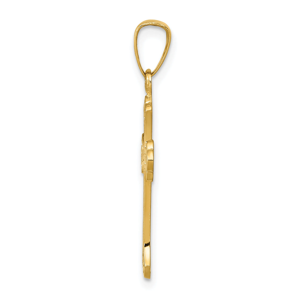 14k Polished Fleur de lis Cross Pendant-XR1447