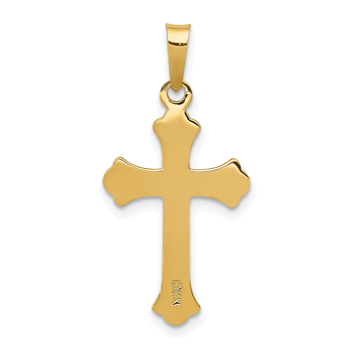 14k Polished Fleur de lis Cross Pendant-XR1447