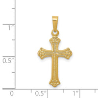14k Polished Fleur de lis Cross Pendant-XR1447