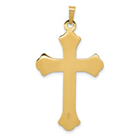 14k Textured and Polished Fleur de lis Cross Pendant-XR1449