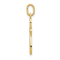 14k Gold Polished Small Ribbon Cross Pendant-XR1451