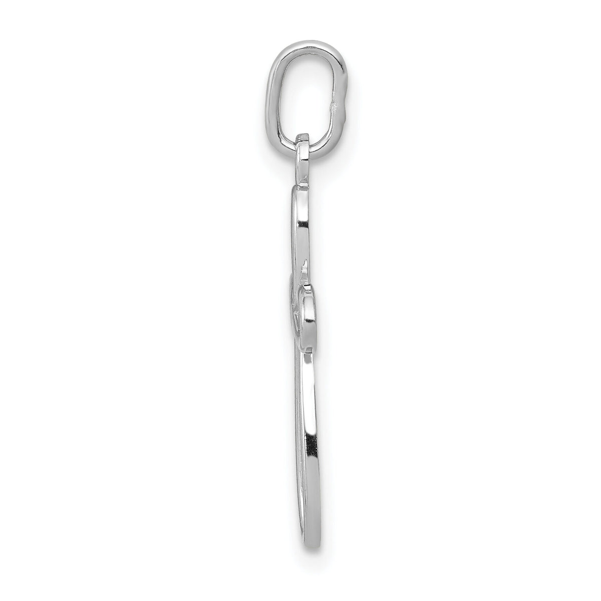 14k White Gold Polished Small Ribbon Cross Pendant-XR1452
