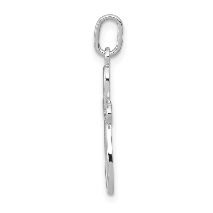 14k White Gold Polished Small Ribbon Cross Pendant-XR1452