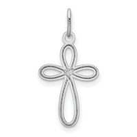 14k White Gold Polished Small Ribbon Cross Pendant-XR1452