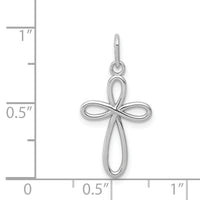 14k White Gold Polished Small Ribbon Cross Pendant-XR1452
