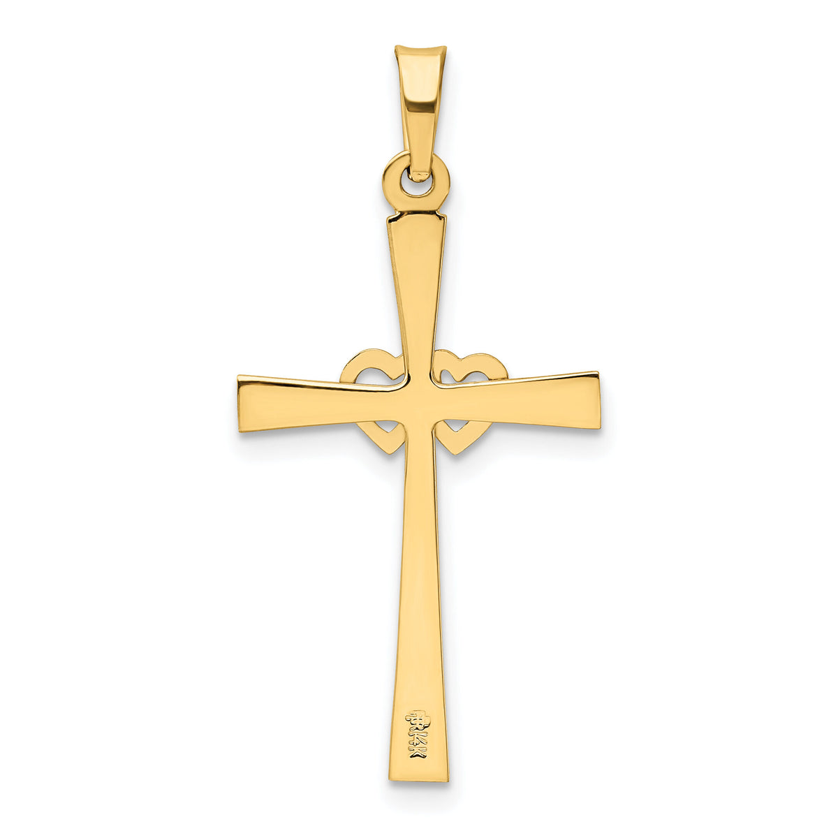 14K Two-tone Textured and Polished Latin Cross w/ Hearts Pendant-XR1455