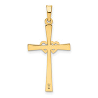 14K Two-tone Textured and Polished Latin Cross w/ Hearts Pendant-XR1455