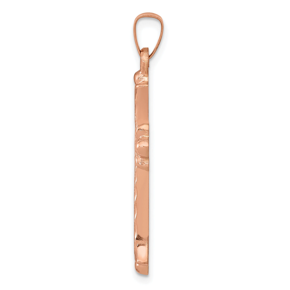 14K Rose Gold Brushed and Polished Budded Cross Pendant-XR1460