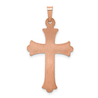 14K Rose Gold Brushed and Polished Budded Cross Pendant-XR1460