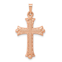 14K Rose Gold Brushed and Polished Budded Cross Pendant-XR1460