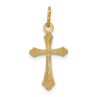 14k Gold Polished Small Cross Pendant-XR1461