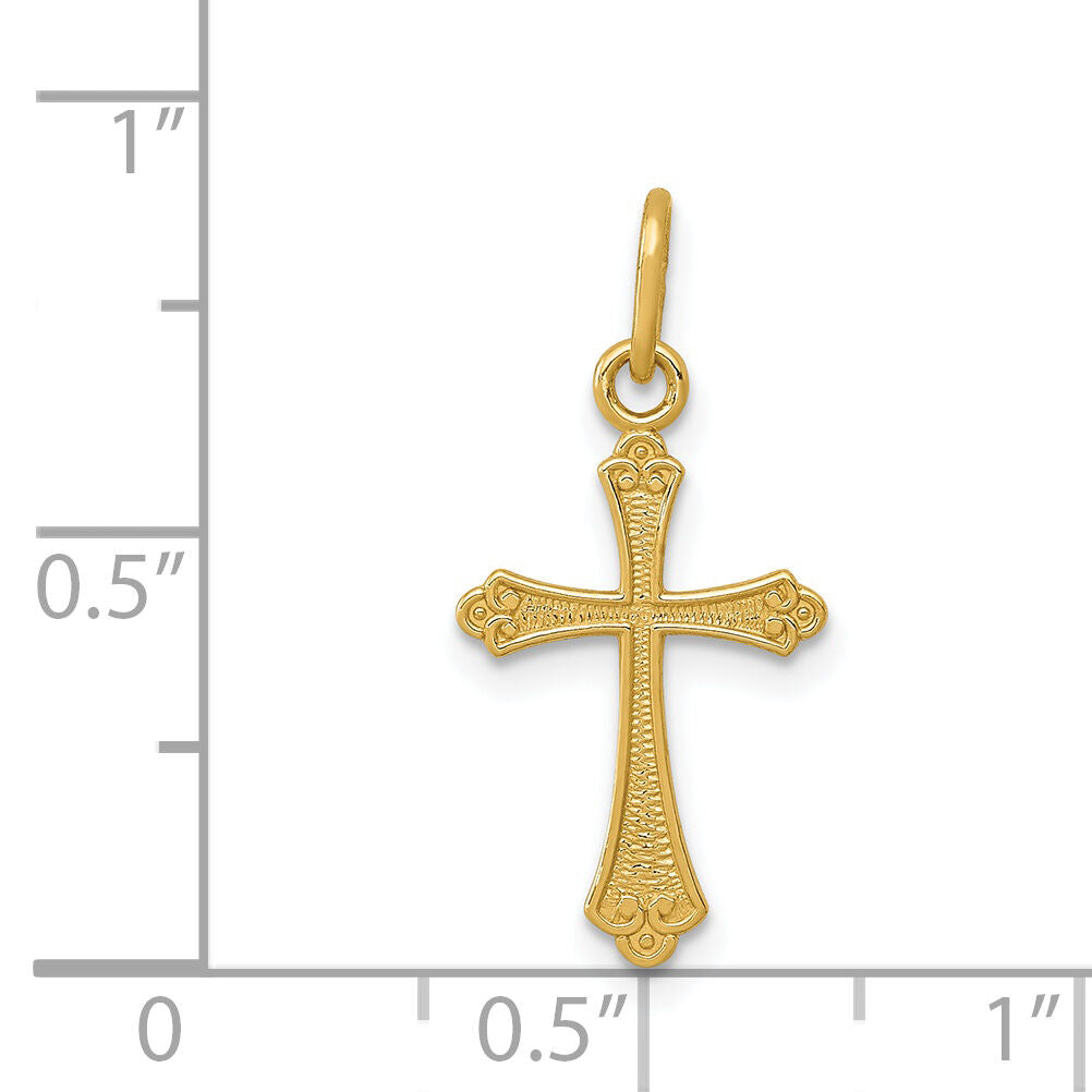 14k Gold Polished Small Cross Pendant-XR1461