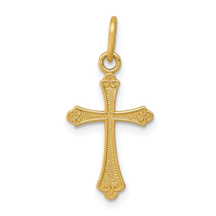 14k Gold Polished Small Cross Pendant-XR1461