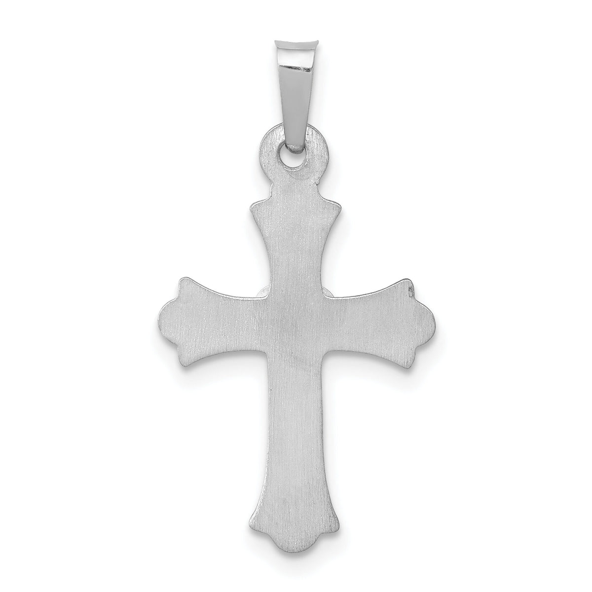 14K White Gold Diamond Fleur De Lis Cross Pendant-XR1462