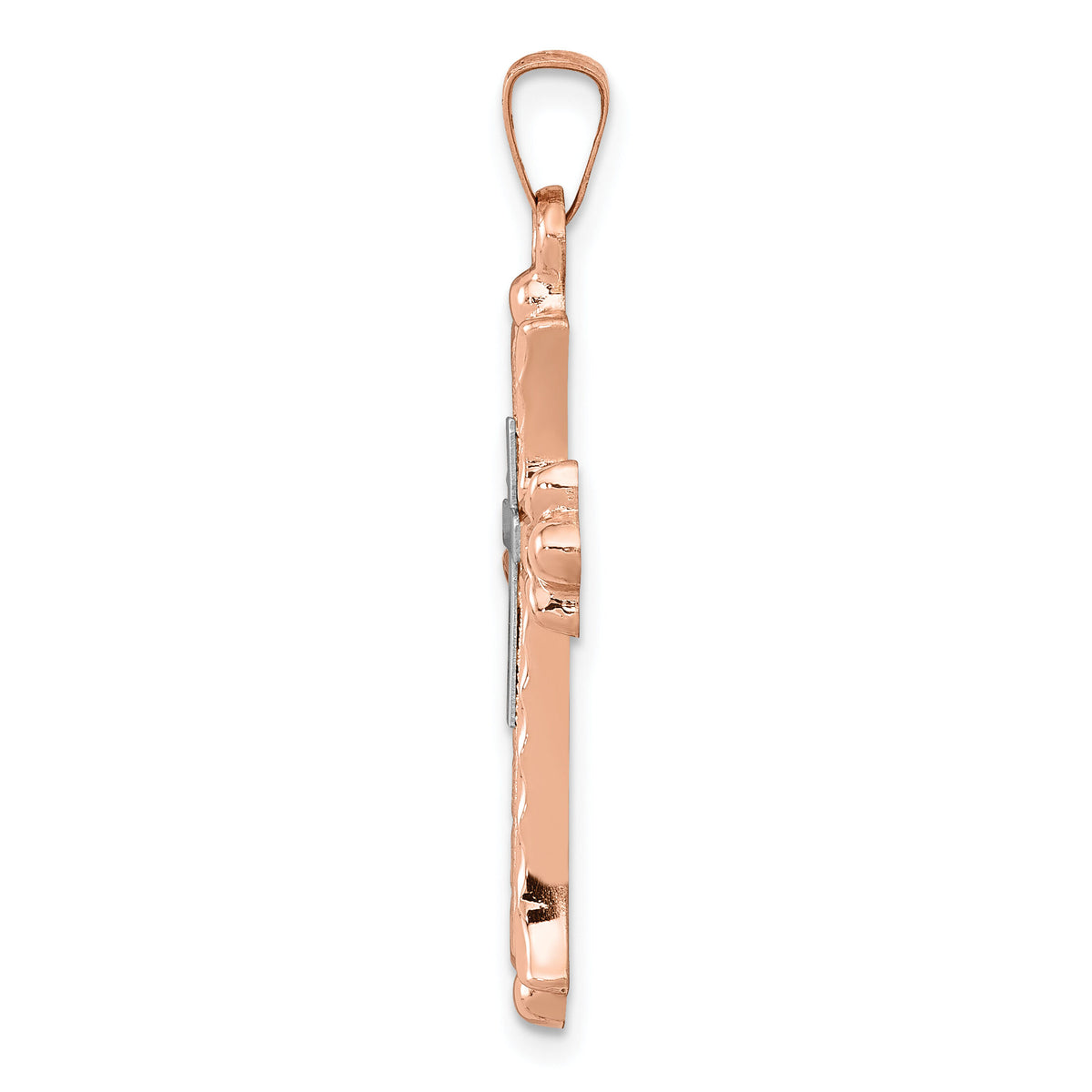 14K Two-Tone Budded Cross Pendant-XR1463