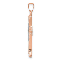 14K Two-Tone Budded Cross Pendant-XR1463