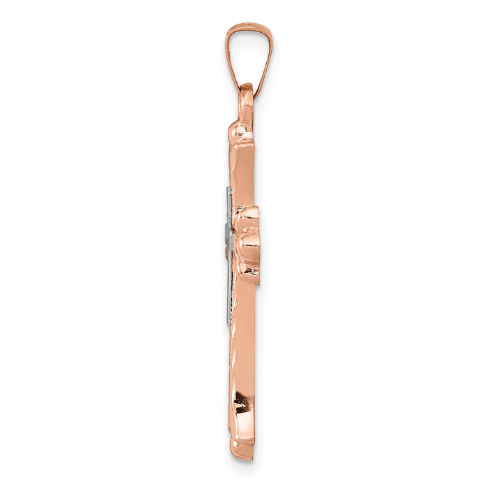 14K Two-Tone Budded Cross Pendant-XR1463