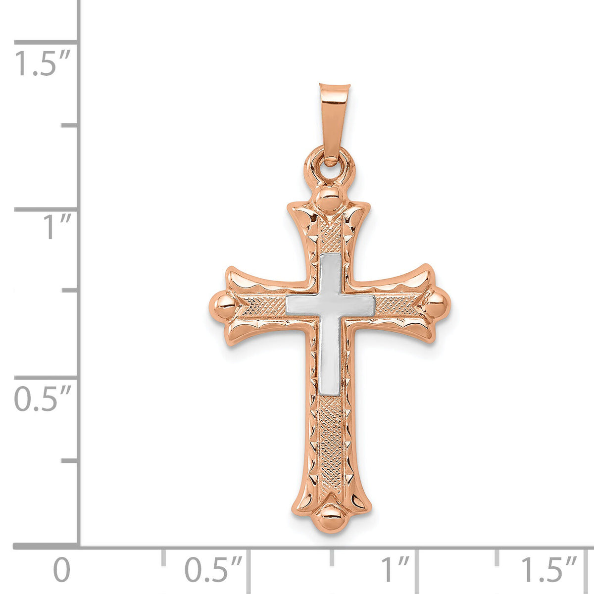 14K Two-Tone Budded Cross Pendant-XR1463