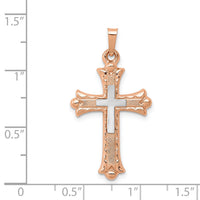14K Two-Tone Budded Cross Pendant-XR1463