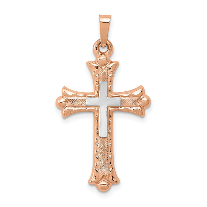 14K Two-Tone Budded Cross Pendant-XR1463