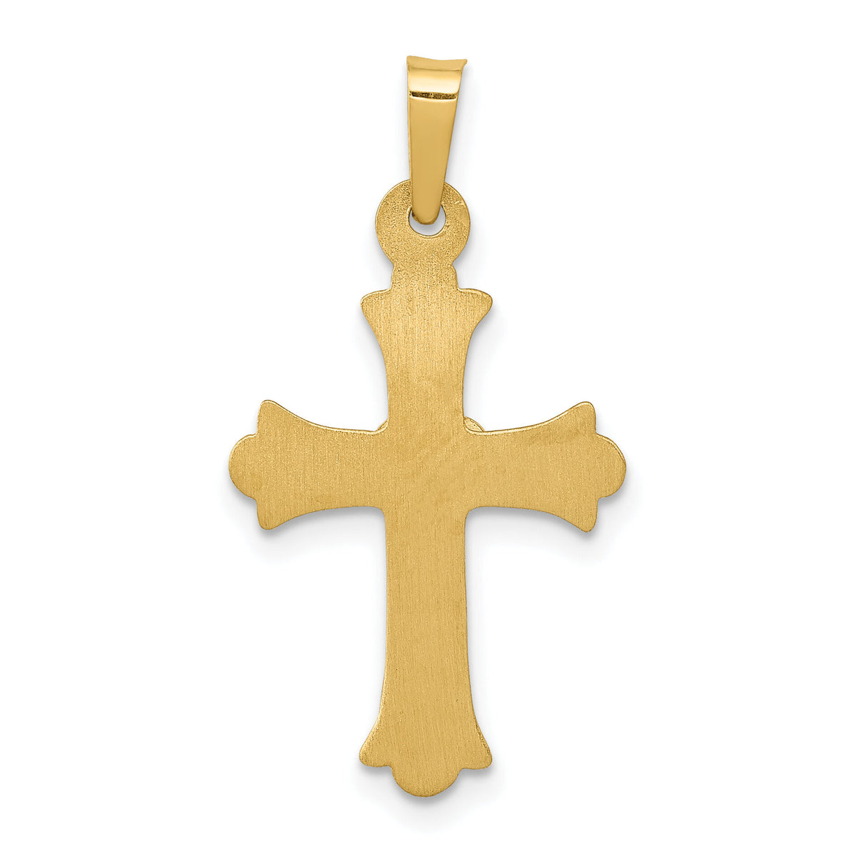 14K w/Rhodium Diamond Fleur De Lis Cross Pendant-XR1464