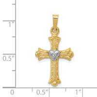 14K w/Rhodium Diamond Fleur De Lis Cross Pendant-XR1464