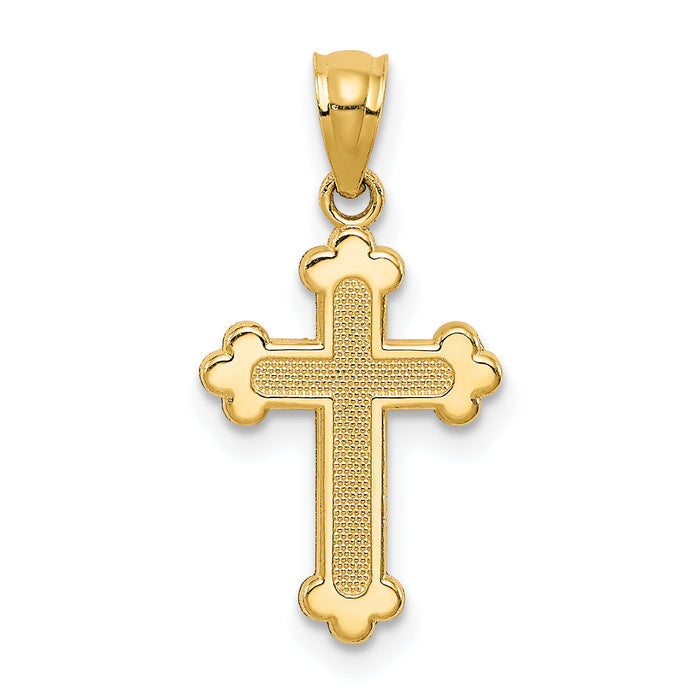 14k Gold Polished Small Budded Cross-XR1465