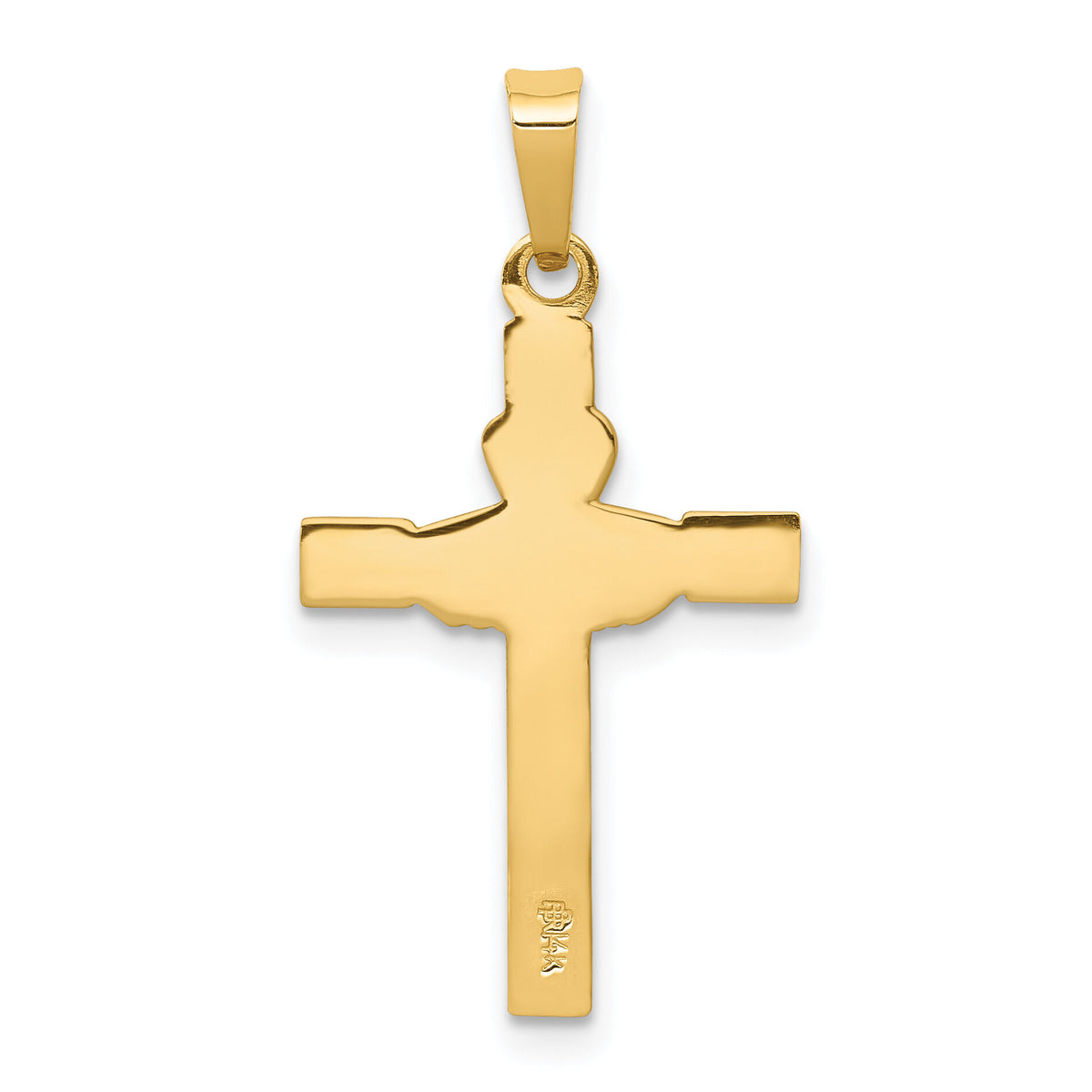 14k and Rhodium Polished Claddagh Cross Pendant-XR1467