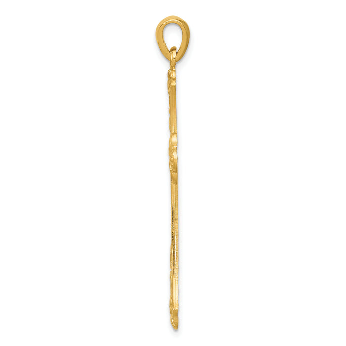 14k Fleur De Lis Cross Pendant-XR147