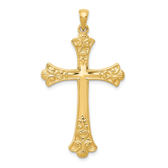 14k Fleur De Lis Cross Pendant-XR147
