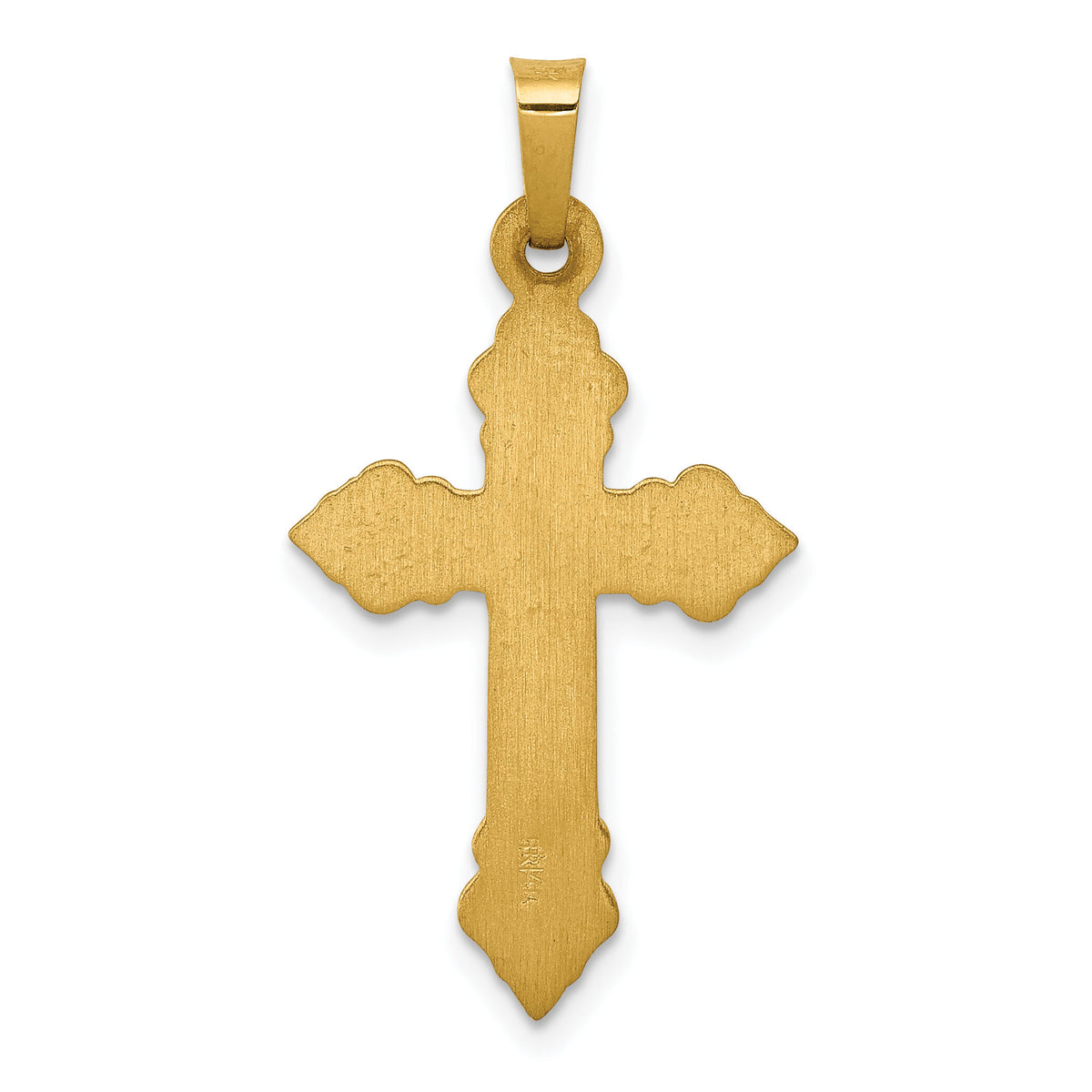 14k Brushed and Polished Fleur de Lis Cross Pendant-XR1472