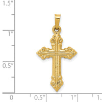 14k Brushed and Polished Fleur de Lis Cross Pendant-XR1472