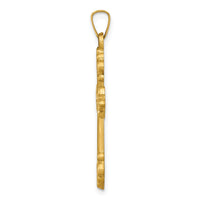14k Polished Fleur de Lis Cross Pendant-XR1473