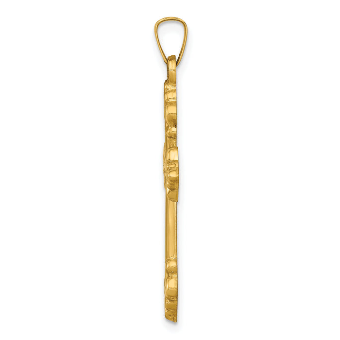 14k Polished Fleur de Lis Cross Pendant-XR1473