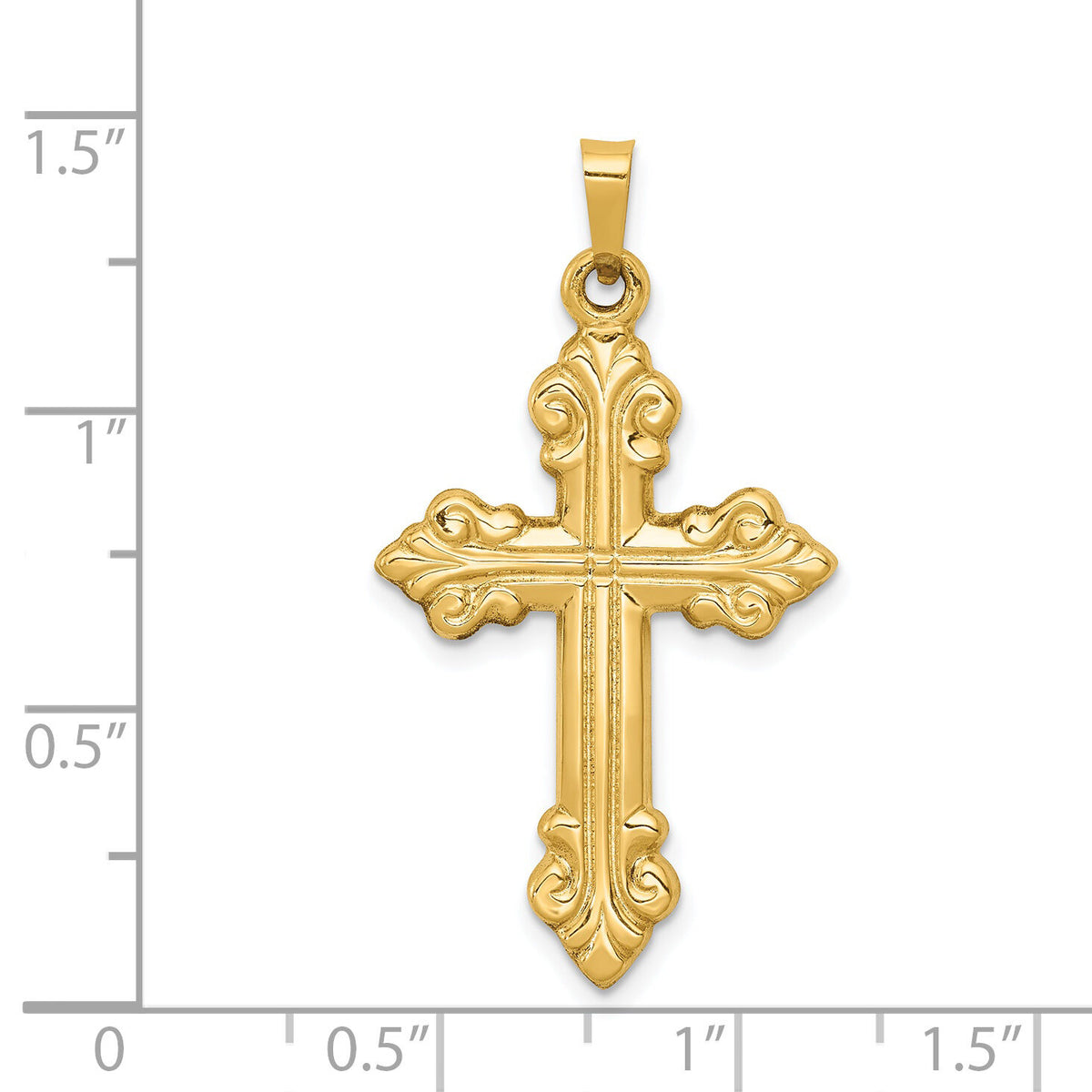 14k Polished Fleur de Lis Cross Pendant-XR1473