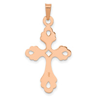 14K Rose Gold Polished Fleur De Lis Cross Pendant-XR1474