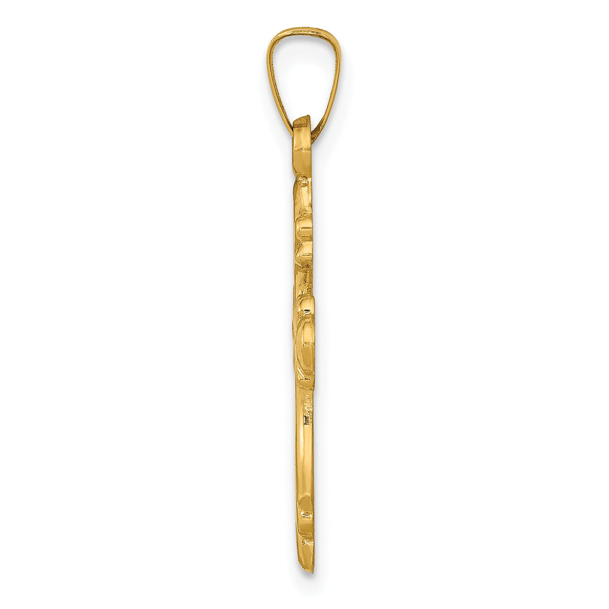 14k Polished Fleur De Lis Cross Pendant-XR1475