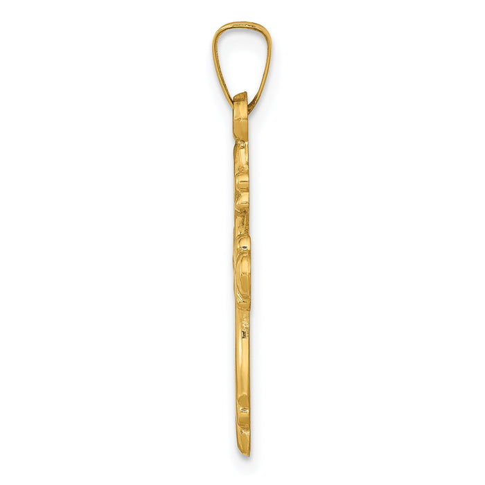 14k Polished Fleur De Lis Cross Pendant-XR1475