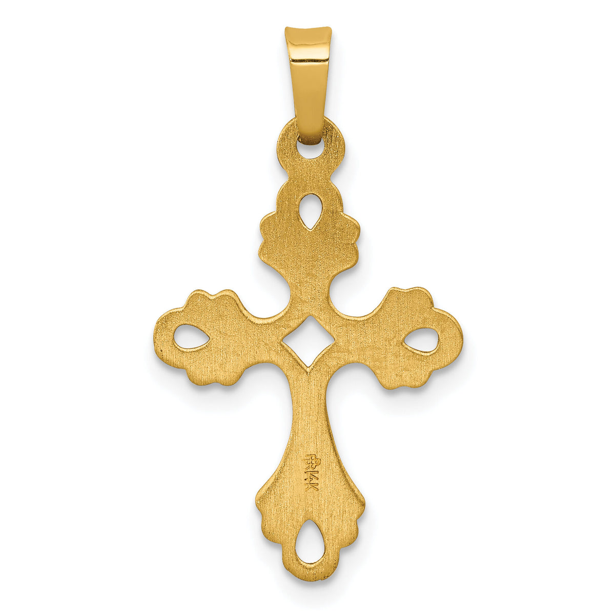 14k Polished Fleur De Lis Cross Pendant-XR1475