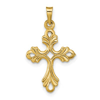 14k Polished Fleur De Lis Cross Pendant-XR1475