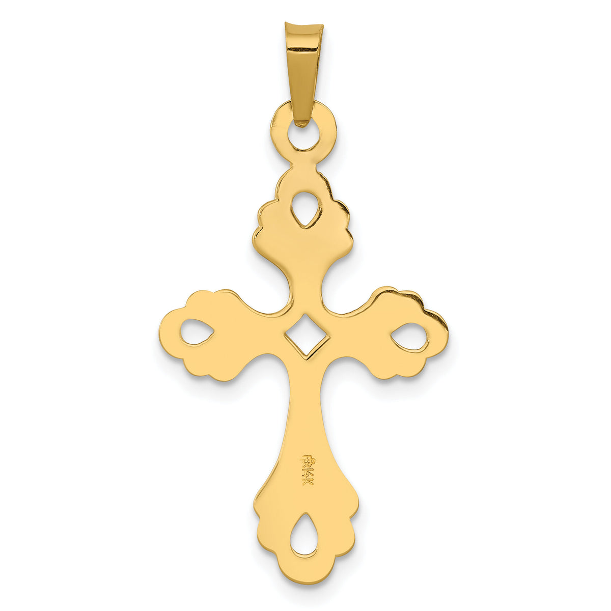 14k Polished Fleur De Lis Cross Pendant-XR1476