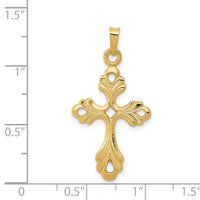 14k Polished Fleur De Lis Cross Pendant-XR1476