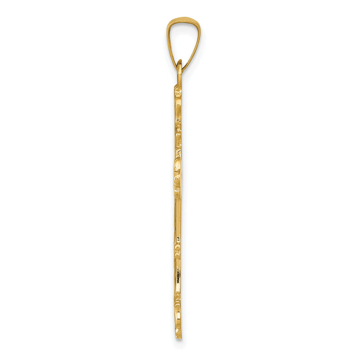14k Polished Budded Cross Pendant-XR1480