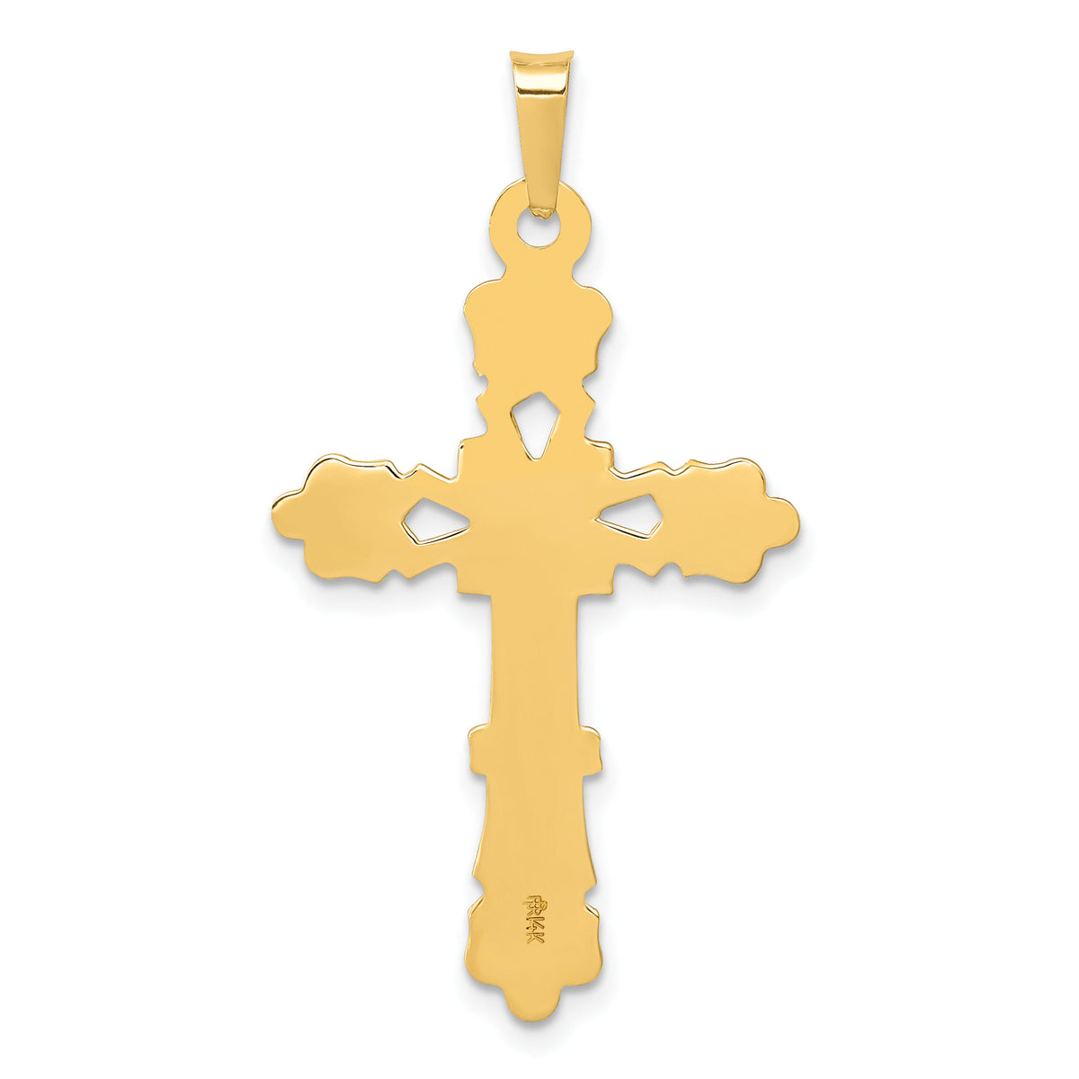 14k Polished Budded Cross Pendant-XR1480