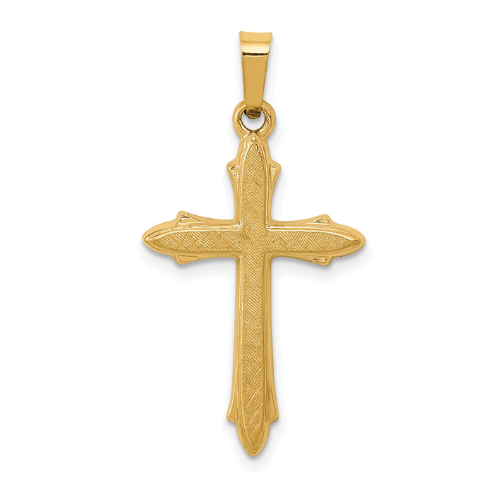 14k Textured and Polished Passion Cross Pendant-XR1482