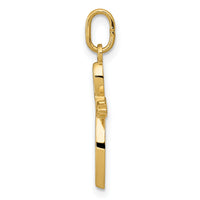 14k Gold Polished Small Ribbon Cross Pendant-XR1486