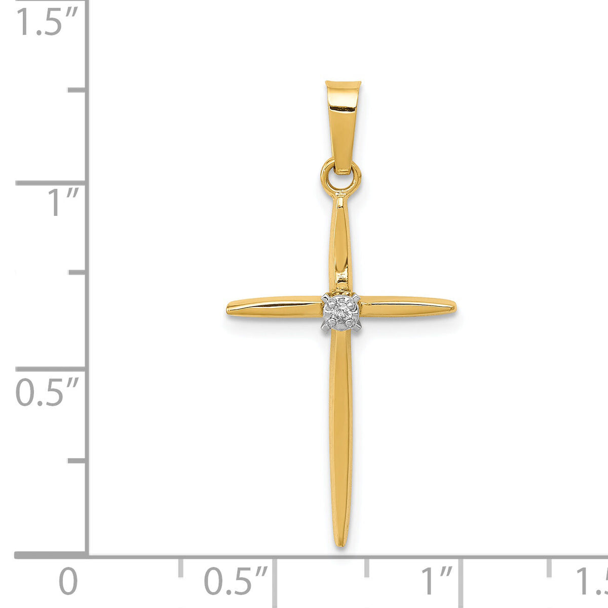 14k Diamond Polished Passion Cross Pendant-XR1488