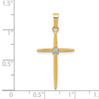 14k Diamond Polished Passion Cross Pendant-XR1488